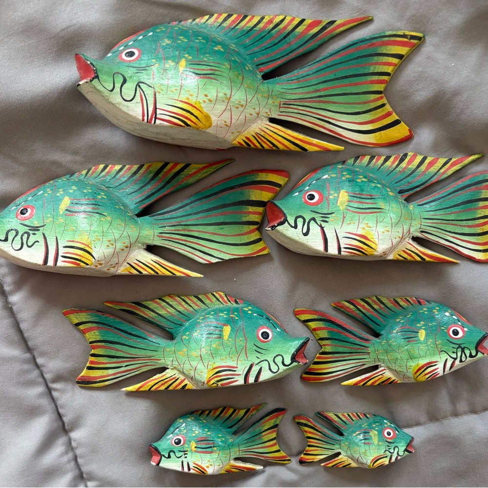 Handcrafted Multicolor Fish Decor Set